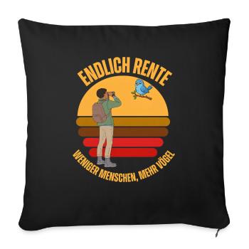 Endlich Rente Vogelbeobachtung Retro - Sofakissenbezug 45 x 45 cm - Schwarz - Vorne