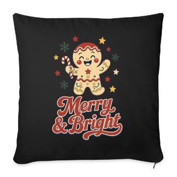 Merry & Bright Retro Gingerbread - Sofakissenbezug 45 x 45 cm - Schwarz - Vorne