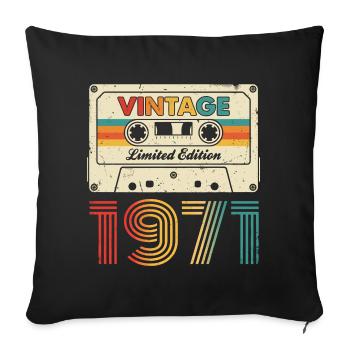 Vintage 1971 Limited Edition Kassette 55th Birthda - Sofakissenbezug 45 x 45 cm - Schwarz - Vorne
