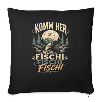 Komm her Fischi Fischi Angler - Sofakissenbezug 45 x 45 cm - Schwarz - Vorne