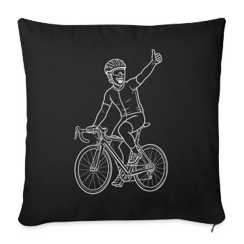 Rennrad Sieg Daumen Hoch Radfahrer Line Art Shirt - Sofakissenbezug 45 x 45 cm - Schwarz - Vorne