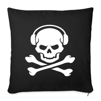 Skull Headphones Crossbones - Sofakissenbezug 45 x 45 cm - Schwarz - Vorne