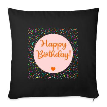 Herzlichen Glückwunsch zum Geburtstag, Herz - Sofakissenbezug 45 x 45 cm - Schwarz - Vorne