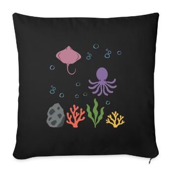 Rochen Unterwasser Kinder Krake Meeresleben - Sofakissenbezug 45 x 45 cm - Schwarz - Vorne