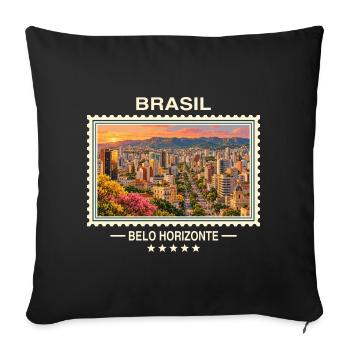 Brasilien Belo Horizonte Vintage Reisemarke - Sofakissenbezug 45 x 45 cm - Schwarz - Vorne