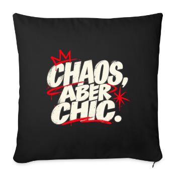 Chaos Aber Chic Graffiti-Statement - Sofakissenbezug 45 x 45 cm - Schwarz - Vorne