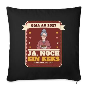 Oma 2027 – Schwangerschaft verkünden Oma Geschenk - Sofakissenbezug 45 x 45 cm - Schwarz - Vorne