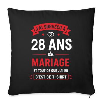 28 Jahre Ehe Tee Humor - Sofakissenbezug 45 x 45 cm - Schwarz - Vorne