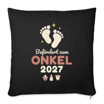 Befördert zum Onkel 2027 – Süß - Sofakissenbezug 45 x 45 cm - Schwarz - Vorne