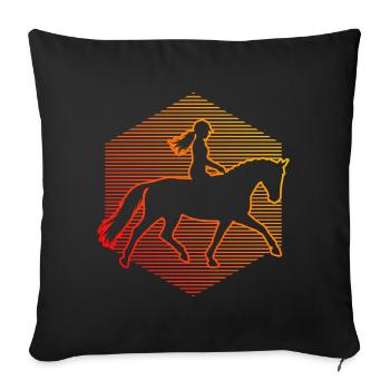 Geschenkidee für eine Springreiterin mit Reitsport - Sofakissenbezug 45 x 45 cm - Schwarz - Vorne