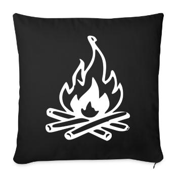 Lagerfeuer Skizze mit Stöcken - Sofakissenbezug 45 x 45 cm - Schwarz - Vorne