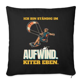 Ständig im Aufwind: Kiter eben - Sofakissenbezug 45 x 45 cm - Schwarz - Vorne
