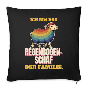 Ich bin das Regenbogenschaf der Familie - Sofakissenbezug 45 x 45 cm - Schwarz - Vorne