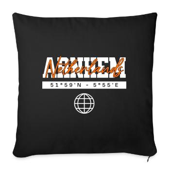 Arnheim Niederlande Koordinaten Reise Souvenir - Sofakissenbezug 45 x 45 cm - Schwarz - Vorne