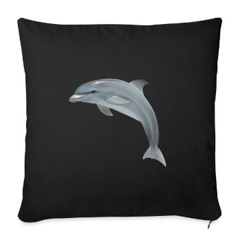 Springender Delfin - Realistisch gemalt - Sofakissenbezug 45 x 45 cm - Schwarz - Vorne
