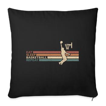 Eat Sleep Basketball Repeat für Spieler Und Fans - Sofakissenbezug 45 x 45 cm - Schwarz - Vorne