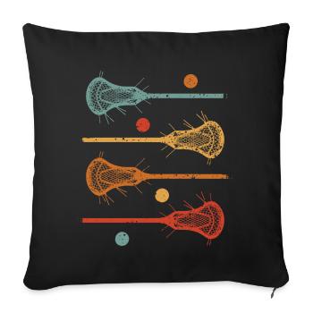 Retro Lacrosse Schläger Design Lacrosse Sportler - Sofakissenbezug 45 x 45 cm - Schwarz - Vorne