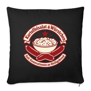 Kartoffelsalat Würstchen Heiligabend Tradition - Sofakissenbezug 45 x 45 cm - Schwarz - Vorne