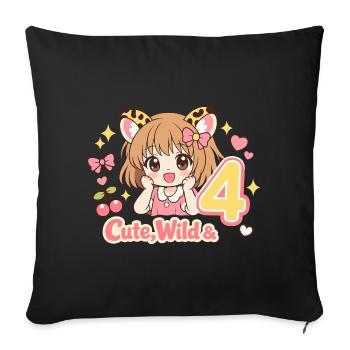 Cute Wild & 4 Leopard Girl Theme - Sofakissenbezug 45 x 45 cm - Schwarz - Vorne