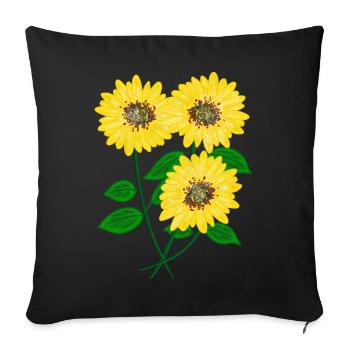 Sonnenblumen - Sofakissenbezug 45 x 45 cm - Schwarz - Vorne