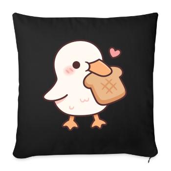Süße Ente liebt Brot-Toast - Sofakissenbezug 45 x 45 cm - Schwarz - Vorne