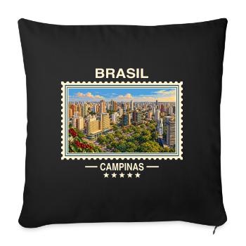 Brasilien Campinas Vintage Reisemarke - Sofakissenbezug 45 x 45 cm - Schwarz - Vorne