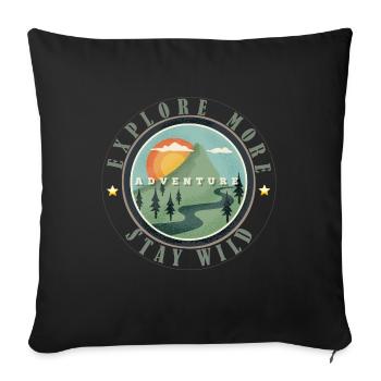 Vintage Berge Abenteuer Spruch Retro Explore More  - Sofakissenbezug 45 x 45 cm - Schwarz - Vorne