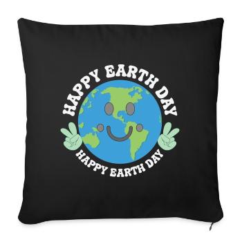 Happy Earth Day Smiling Planet Celebration - Sofakissenbezug 45 x 45 cm - Schwarz - Vorne