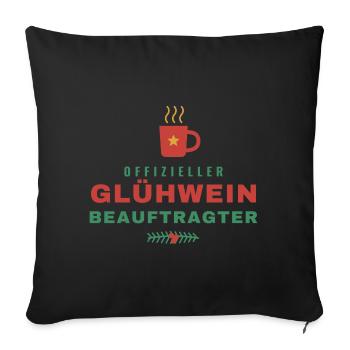 Offizieller Glühwein-Beauftragter Weihnachten - Sofakissenbezug 45 x 45 cm - Schwarz - Vorne