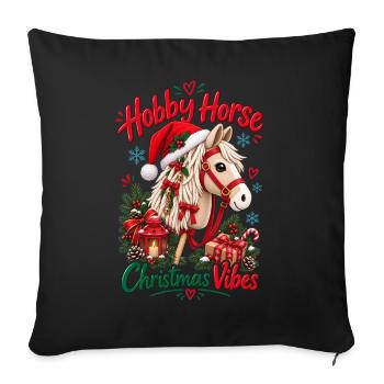 Niedliches Hobbypferd-Weihnachtsdesign - Sofakissenbezug 45 x 45 cm - Schwarz - Vorne
