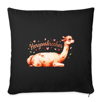 Herzensbrecher Lama Illustration - Sofakissenbezug 45 x 45 cm - Schwarz - Vorne