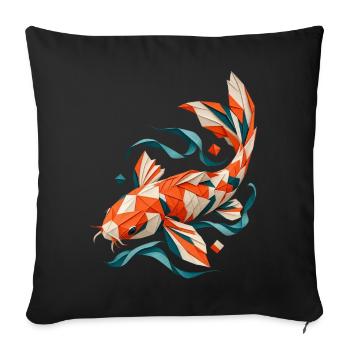 Origami Koi aus Papier - Sofakissenbezug 45 x 45 cm - Schwarz - Vorne