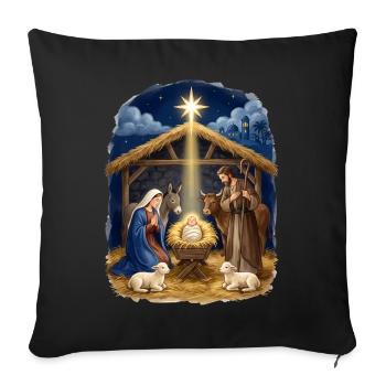 Krippenstern der Heiligen Nacht Weihnachten Jesus - Sofakissenbezug 45 x 45 cm - Schwarz - Vorne