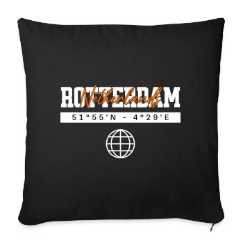 Rotterdam Niederlande Koordinaten Reise Souvenir - Sofakissenbezug 45 x 45 cm - Schwarz - Vorne