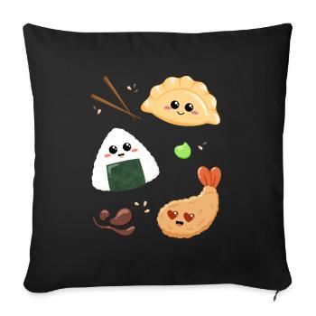 Asia Snacks für Essensliebhaber und Japan Fans - Sofakissenbezug 45 x 45 cm - Schwarz - Vorne