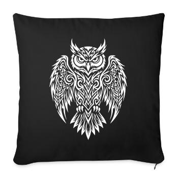 Tribal Eule mit ausgebreiteten Flügeln - Sofakissenbezug 45 x 45 cm - Schwarz - Vorne
