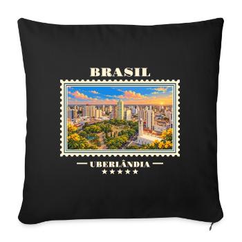 Brasilien Uberlândia Vintage Reisemarke - Sofakissenbezug 45 x 45 cm - Schwarz - Vorne