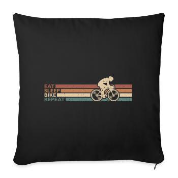 Eat Sleep Bike Repeat Für Radfahrer Radsport Retro - Sofakissenbezug 45 x 45 cm - Schwarz - Vorne