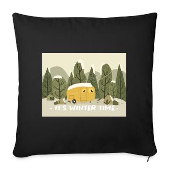 Retro Wohnmobil Winter Ready - Sofakissenbezug 45 x 45 cm - Schwarz - Vorne