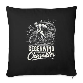 Gegenwind Formt Den Charakter Rennrad Retro Spruch - Sofakissenbezug 45 x 45 cm - Schwarz - Vorne