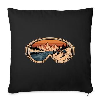 Goggles Mountain Retro Alpinski - Sofakissenbezug 45 x 45 cm - Schwarz - Vorne