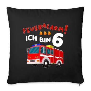 Feueralarm 6. Geburtstag Junge Feuerwehr 6 Jahre - Sofakissenbezug 45 x 45 cm - Schwarz - Vorne