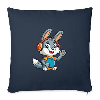 Kaninchen Lustige Cartoon Figur Kopfhörer Musik - Sofakissenbezug 45 x 45 cm - Navy - Vorne