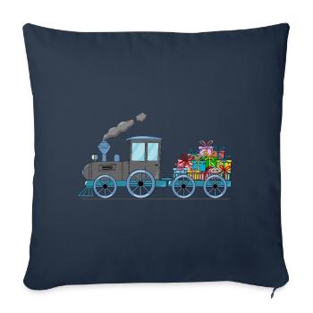 Train pour enfants avec remorque grise - Housse de coussin décorative 45 x 45 cm - bleu marine - Devant