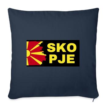 Skopje City with North Macedonia Flag Design - Sofa pillowcase 17,3'' x 17,3'' (45 x 45 cm) - navy - Front