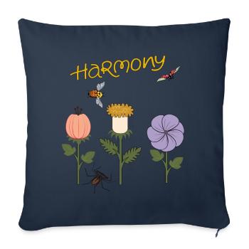 Harmony Flowers - Sofa pillowcase 17,3'' x 17,3'' (45 x 45 cm) - navy - Front