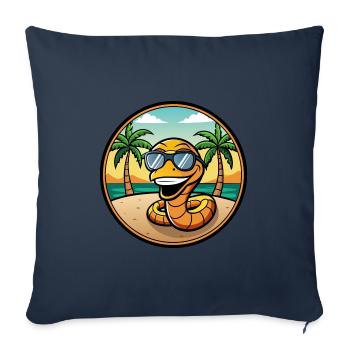 Serpent Drôle Dessin Animé Plage D’été Lunettes De Soleil Cool - Housse de coussin décorative 45 x 45 cm - bleu marine - Devant