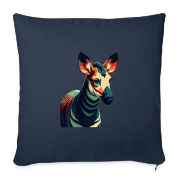Okapi Zeichentrickfigur Buntes Haustier Tier - Sofakissenbezug 45 x 45 cm - Navy - Vorne