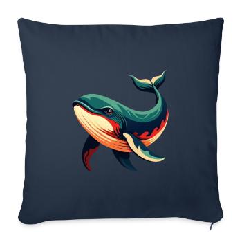 Whale Cartoon Character Colorful Pet Animal - Sofa pillowcase 17,3'' x 17,3'' (45 x 45 cm) - navy - Front
