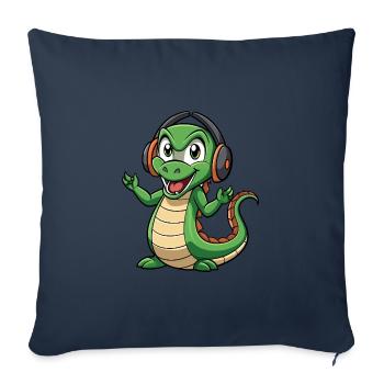 Anaconda Lustige Cartoon Figur Kopfhörer Musik - Sofakissenbezug 45 x 45 cm - Navy - Vorne